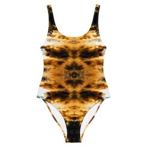 Designer One-Piece Swimsuit Beautiful Arkansas Morning "Sun Grab" Sunrise Soft Brown Clouds Print Oct. 7th, 2019 @ 8:49 A.M.